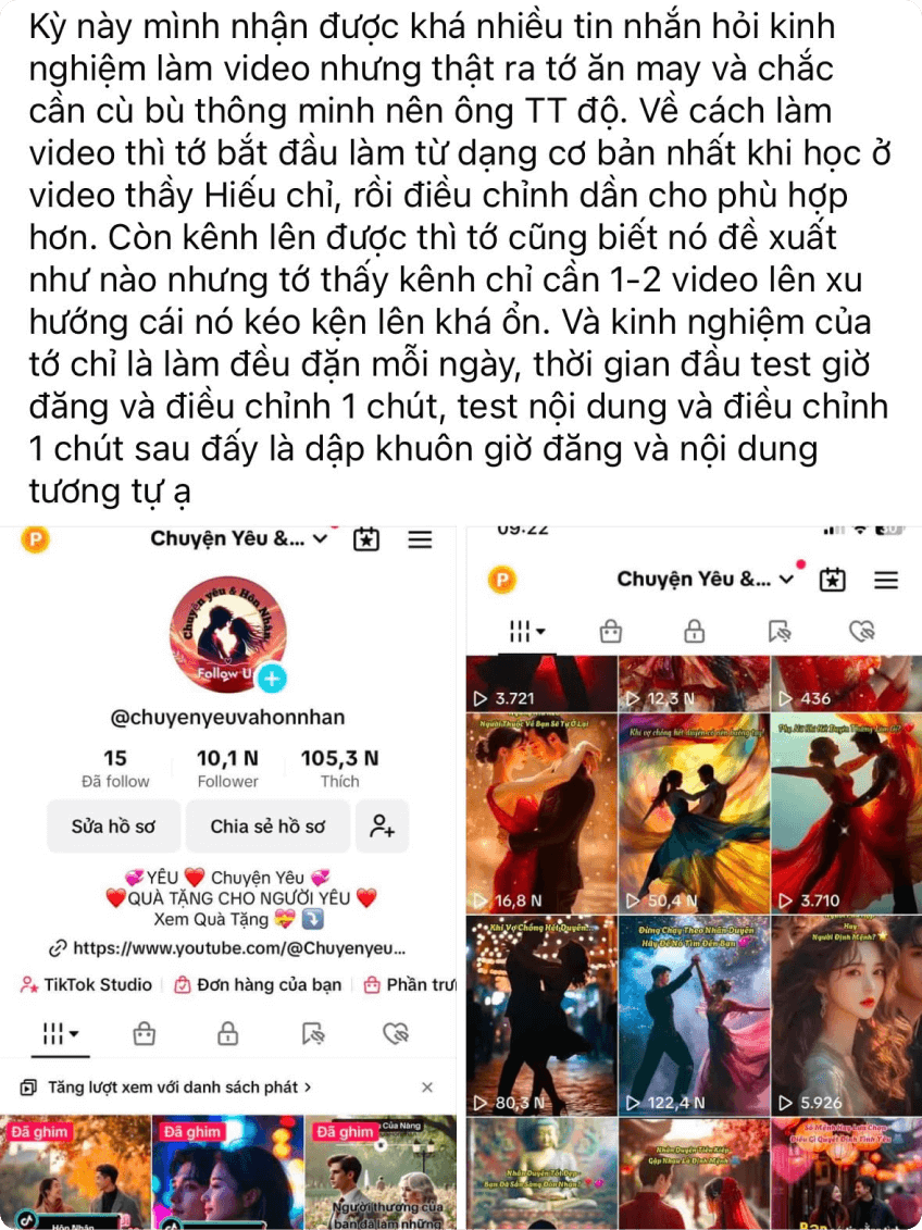 Xây kênh TikTok hơn 10k Follower bằng video AI
